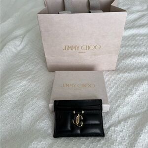 Jimmy Choo Umika Avenue Card Holder in Black Nappa Leather